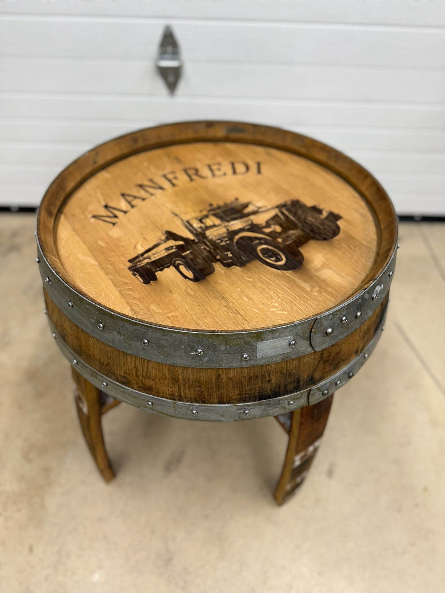 Bourbon Whiskey Barrel End Table