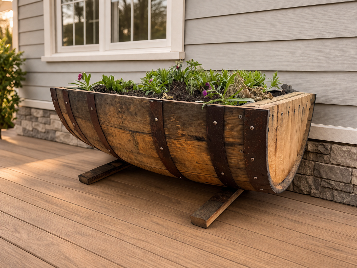 Bourbon Whiskey Barrel Planter: Bourbon Barrel Garden Decor