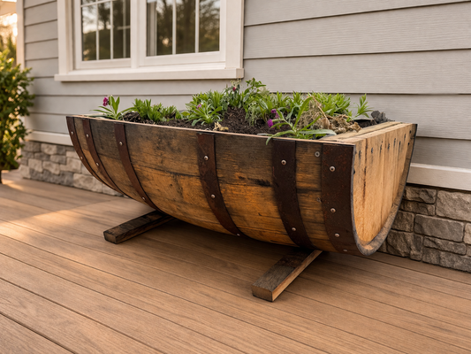 Bourbon Barrel Planter: Rustic Half-Barrel Garden Décor (Local Pick-Up or Ohio Delivery Only)