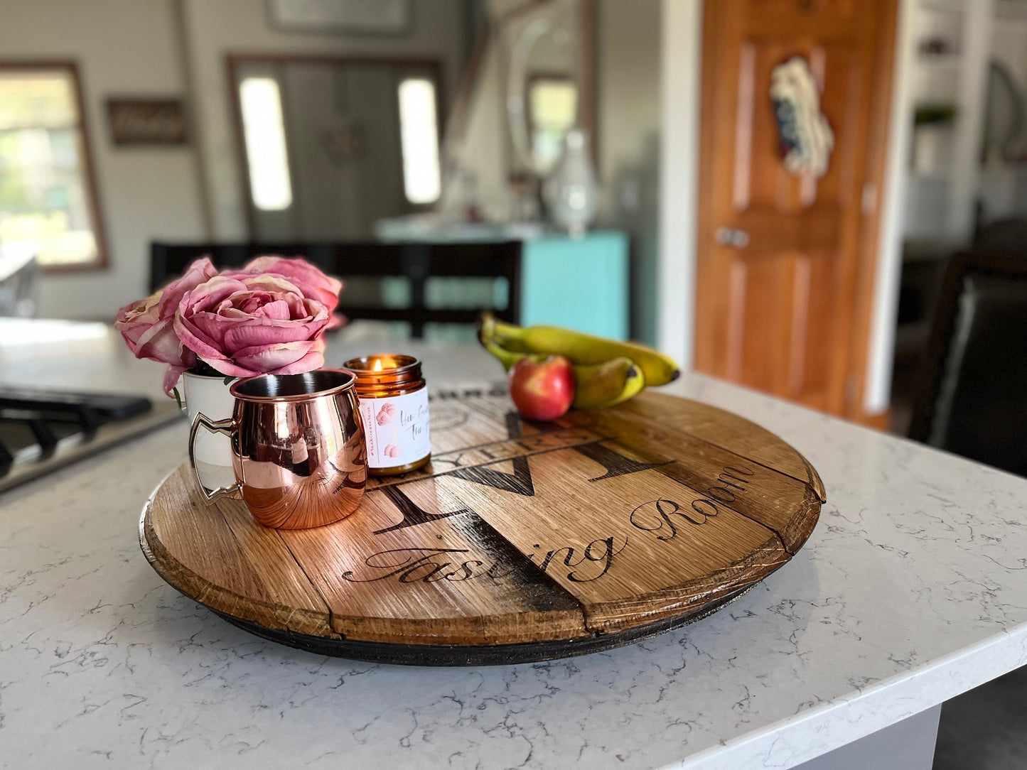 Bourbon Barrel Sign Personalized Lazy Susan