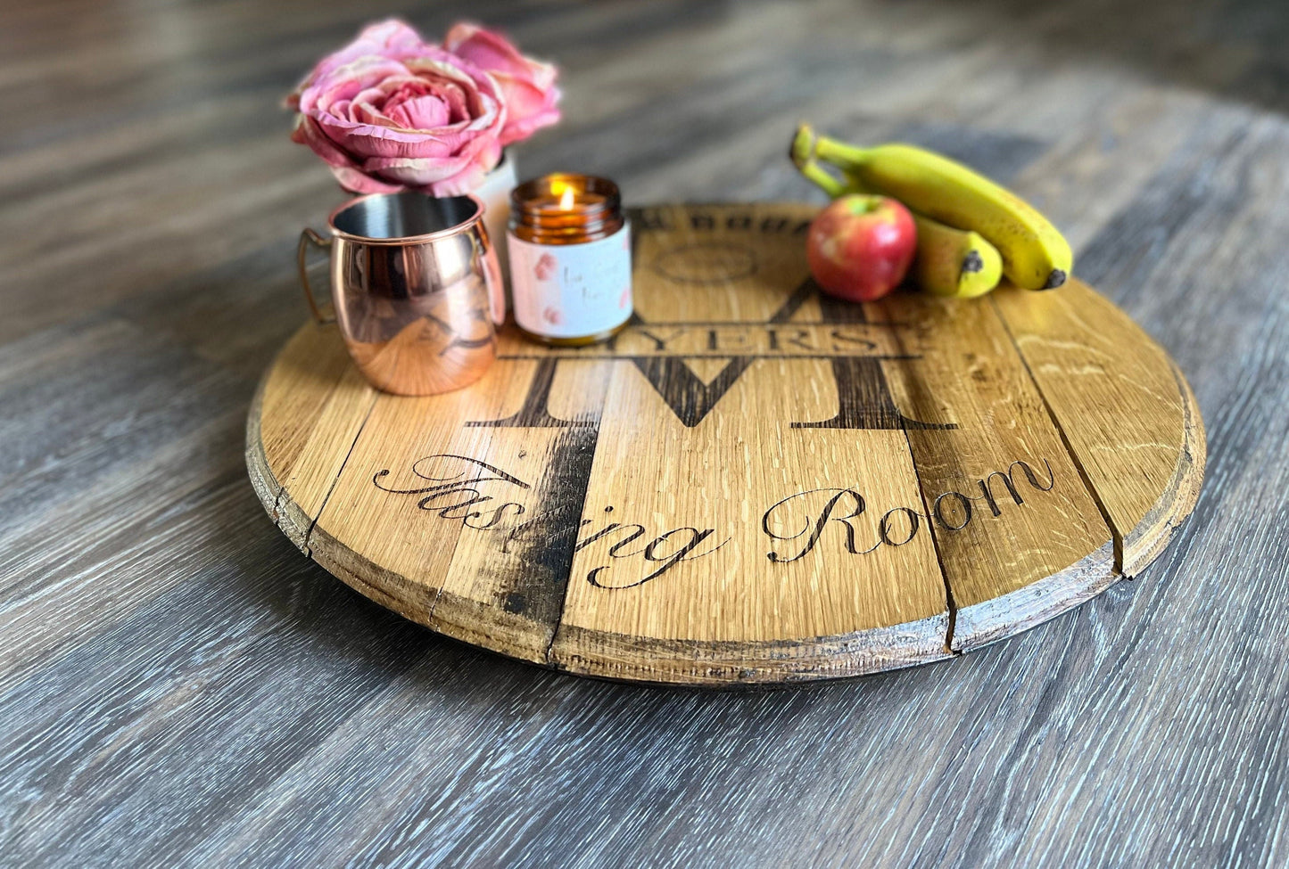 Bourbon Barrel Sign Personalized Lazy Susan