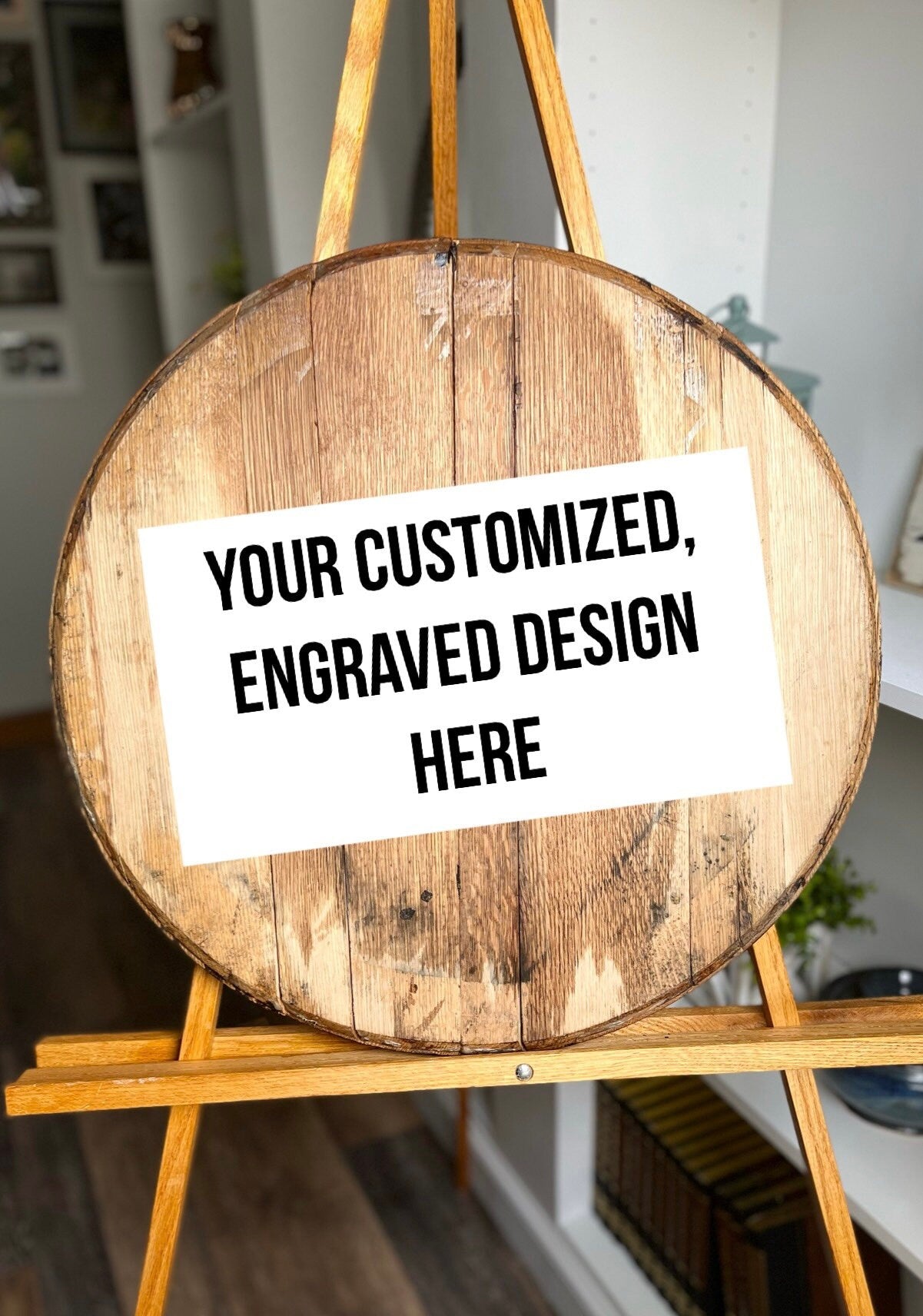 Bourbon Barrel Sign with Custom, Laser Engraved Design