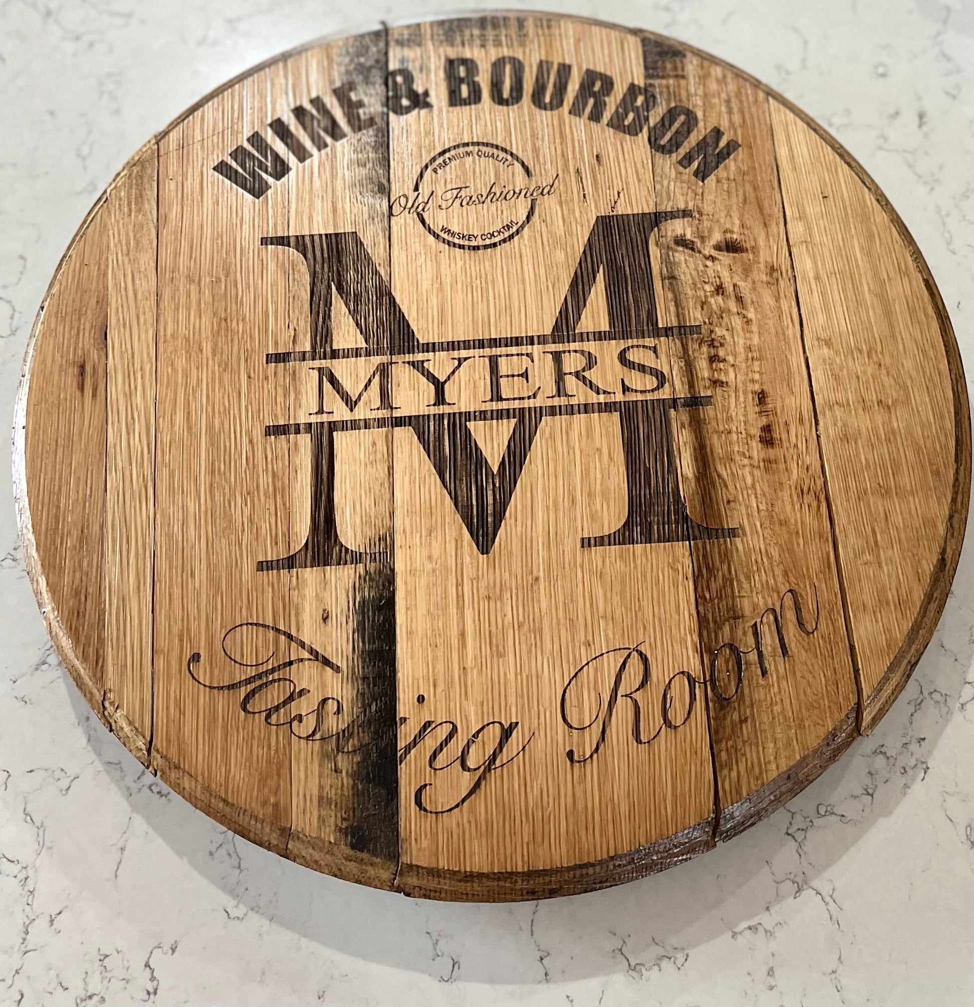 Bourbon Barrel Sign Personalized Lazy Susan