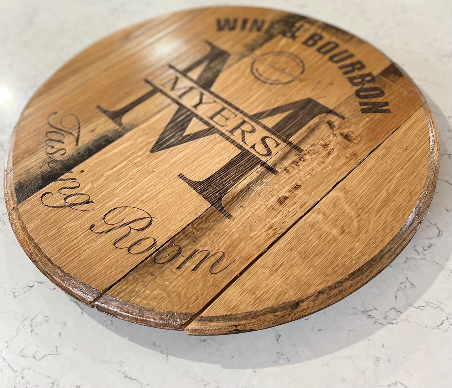 Bourbon Barrel Sign Personalized Lazy Susan