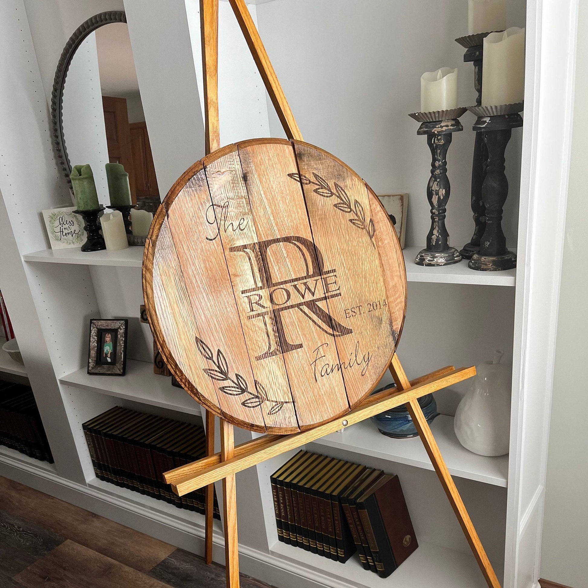 Bourbon Barrel Sign with Custom, Laser Engraved Design