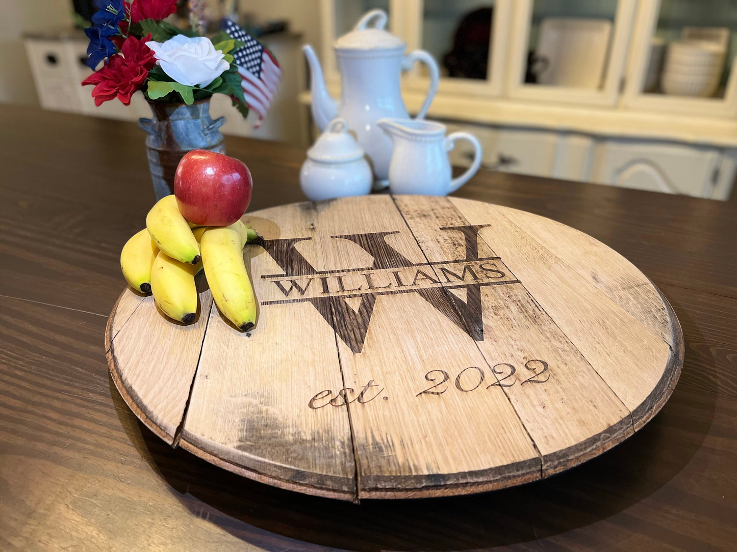 Bourbon Barrel Sign Personalized Lazy Susan