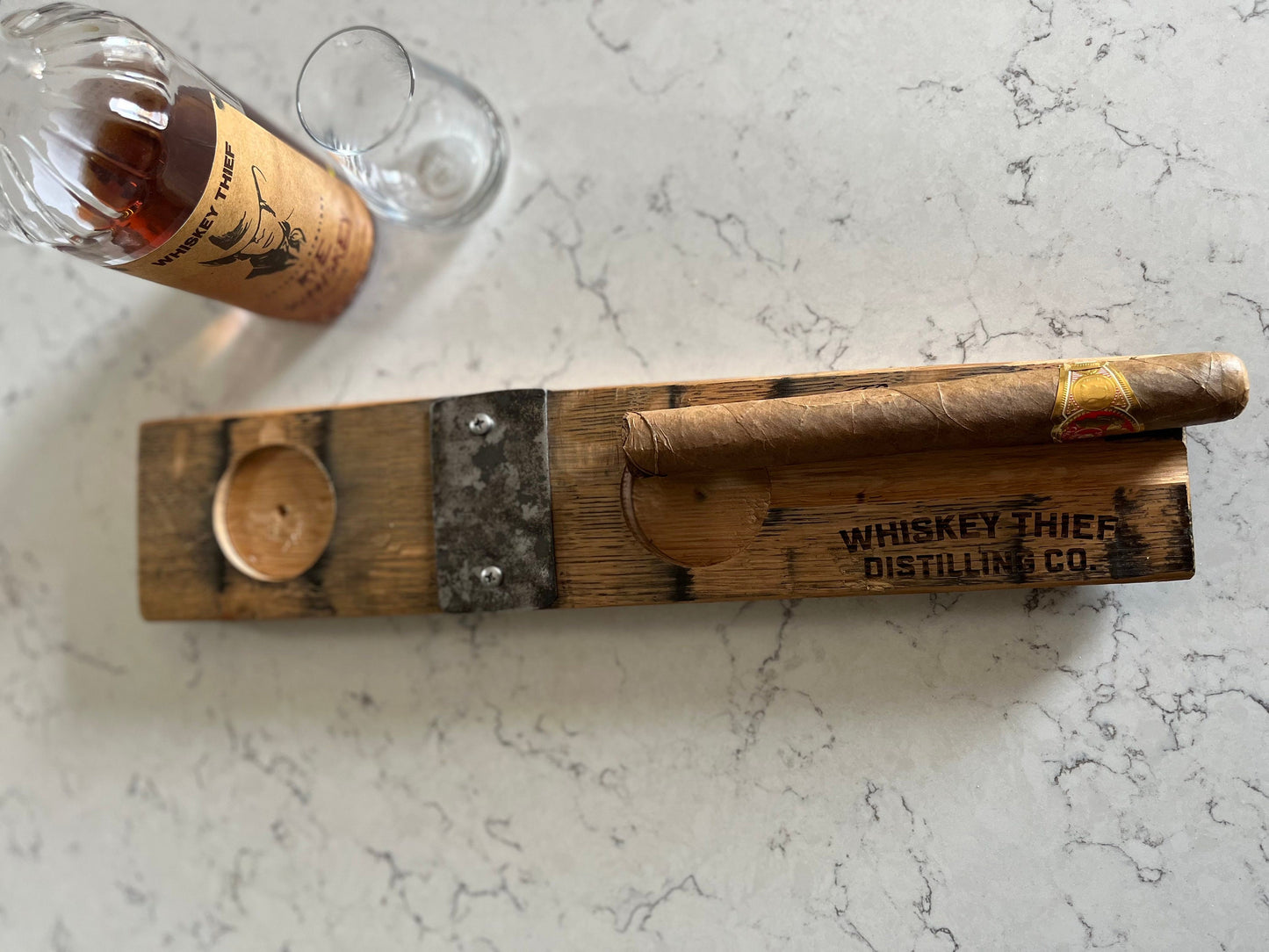 Bourbon Barrel Stave Cigar Glencairn Glass Holder