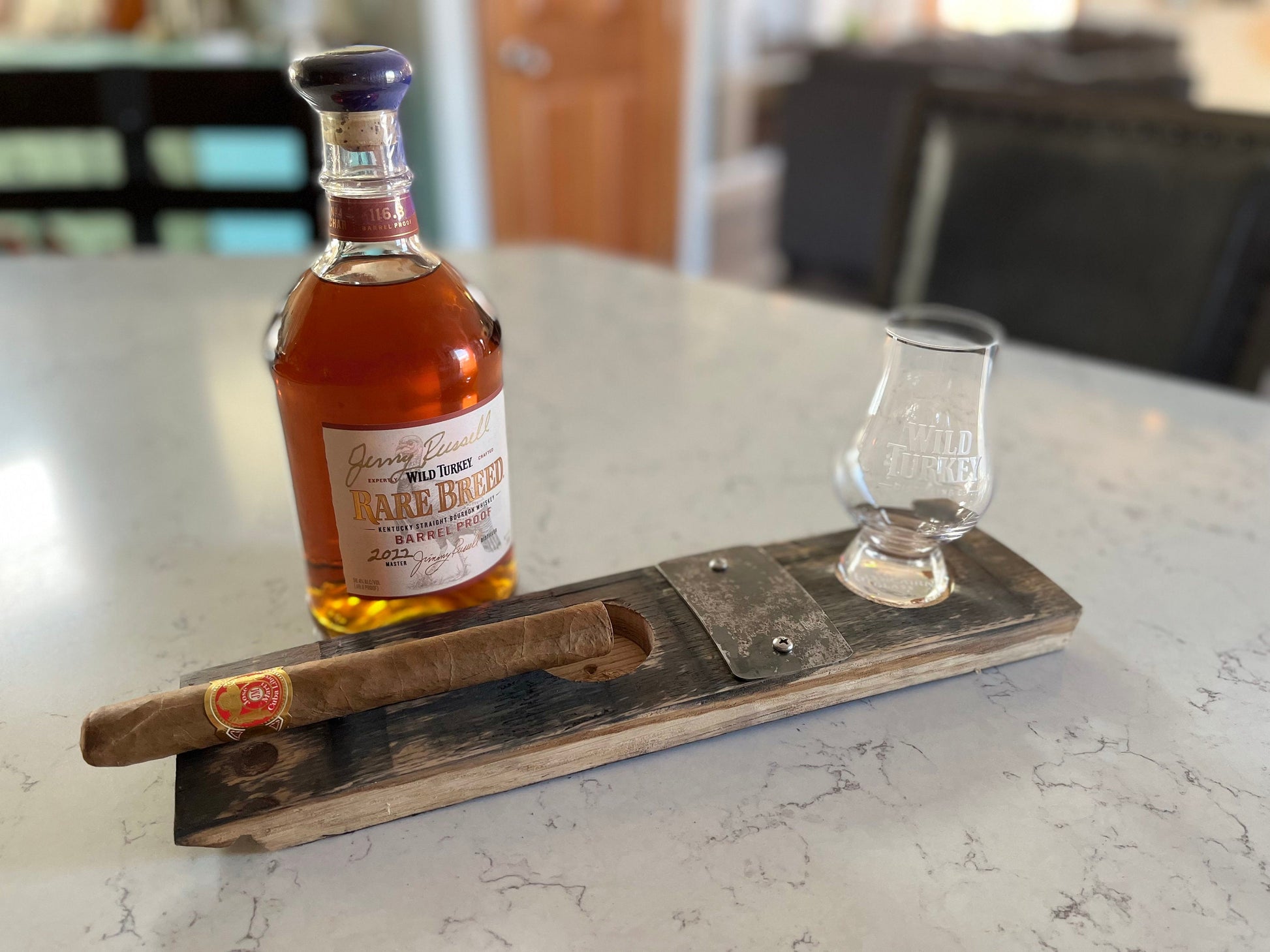 Bourbon Barrel Stave Cigar Glencairn Glass Holder