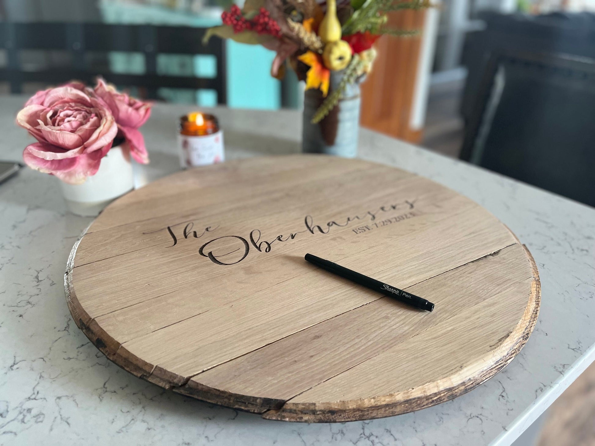 Bourbon Barrel Sign Personalized Wedding Guestbook