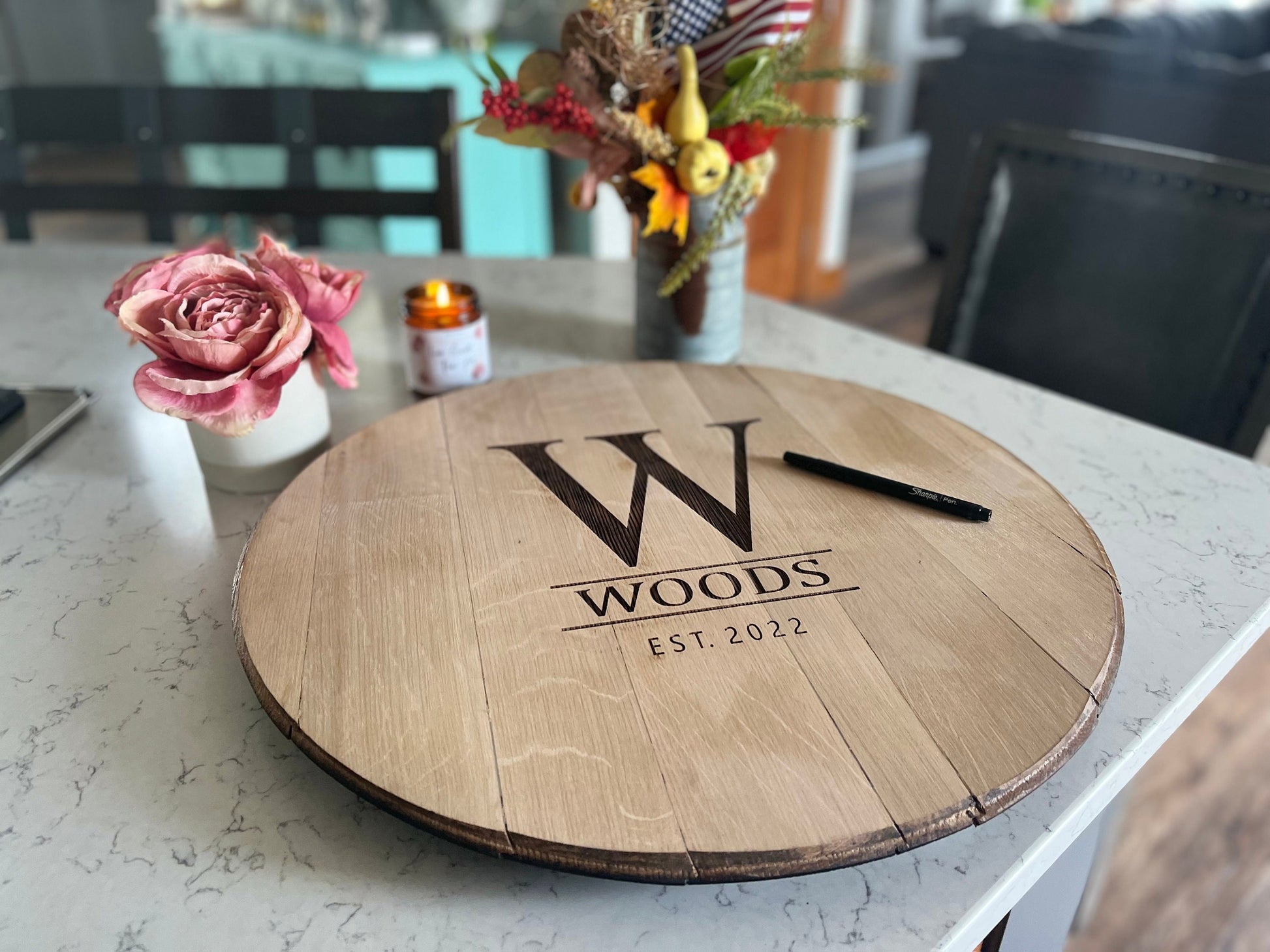 Bourbon Barrel Sign Personalized Wedding Guestbook