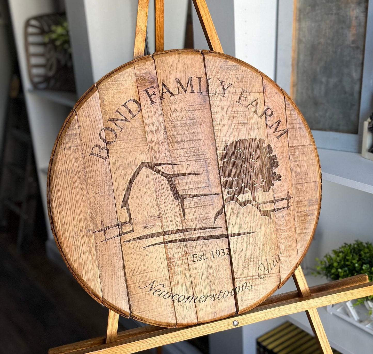 Bourbon Barrel Sign Personalized Lazy Susan