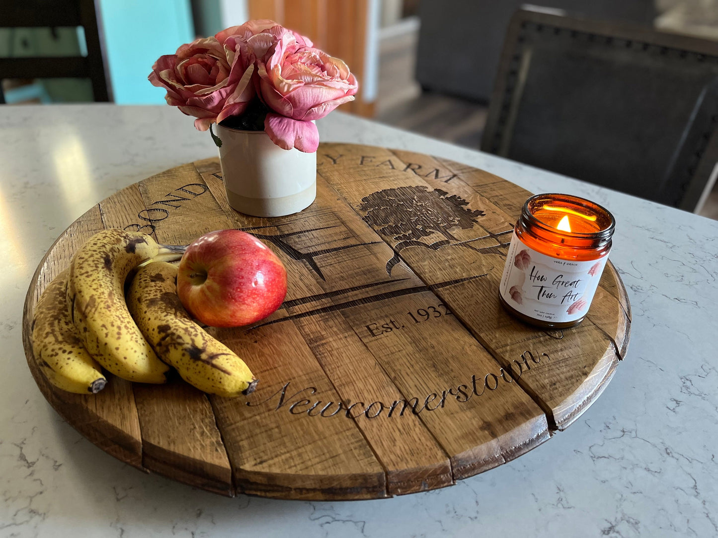 Bourbon Barrel Sign Personalized Lazy Susan