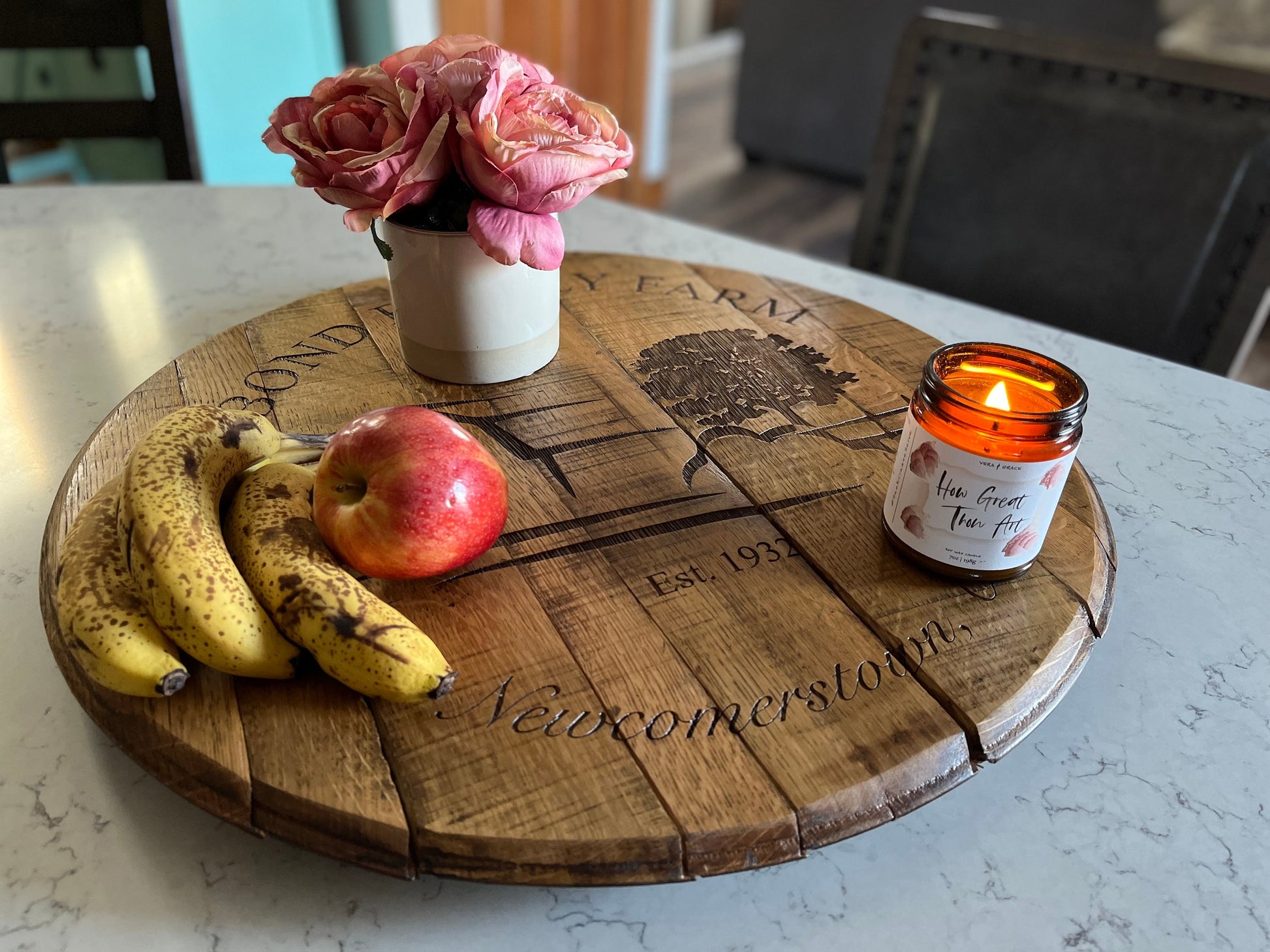 Bourbon Barrel Sign Personalized Lazy Susan