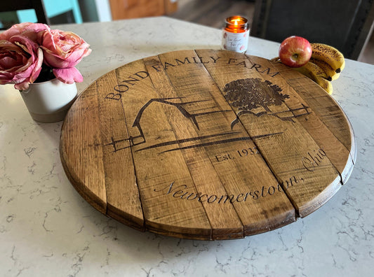 Bourbon Barrel Sign Personalized Lazy Susan