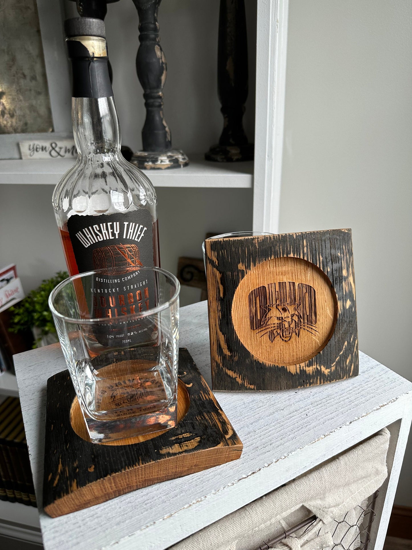 Bourbon Barrel Stave Personalized Coasters