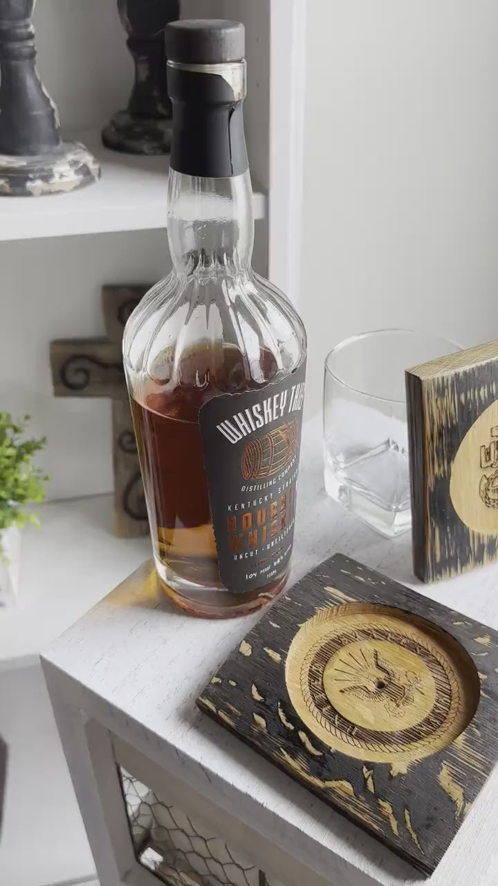 Bourbon Barrel Stave Personalized Coasters