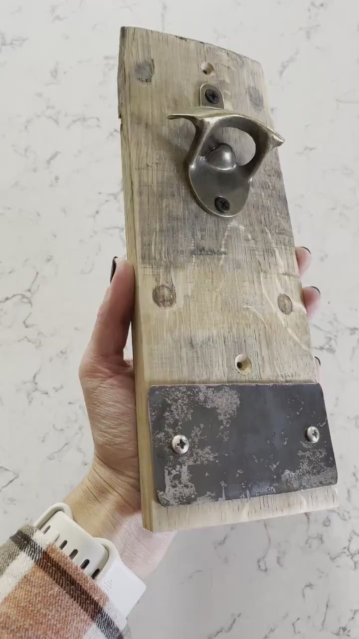 Bourbon Barrel Stave Mountable Bottle Opener